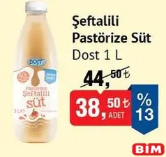 DOST ŞEFTALİLİ PASTÖRİZE SÜT 1 L fiyat ve kampanya bilgisi
